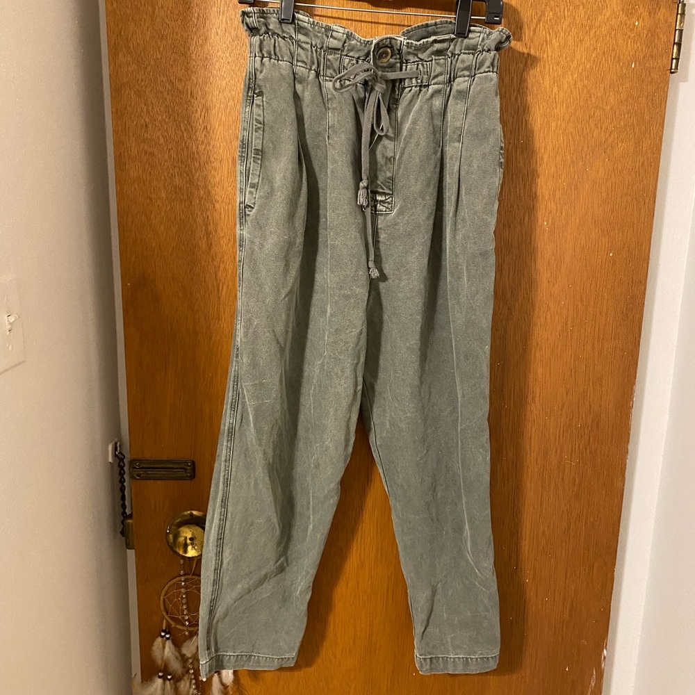 Free People Olive Paperbag Ankle Pant